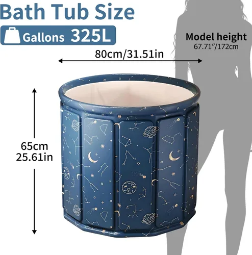 Miniatura 2 de Bañera portátil plegable y fría, gran bañera portátil y fría para el hogar, al aire libre, gimnasios, bañera plegable para ducha (77 galones)