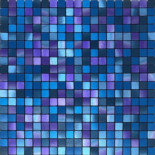 XUANINY Azulejos Adhesivos de Pegar y Despegar para Cocina, Baño, Chimenea, Mosaico de Aluminio Metálico Autoadhesivo (12"x12") (5, Mezcla de Azul y