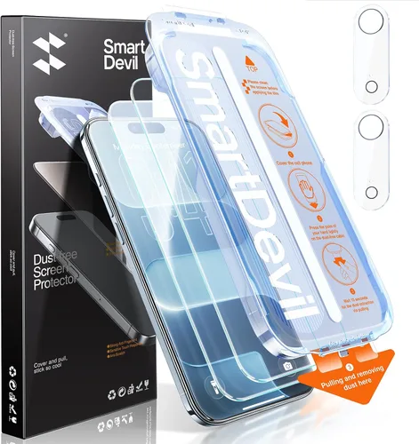 Miniatura 18 de SMARTDEVIL Paquete de 2+2 protectores de pantalla transparente HD para iPhone 17 Pro Max con 2 protectores de lente de cámara, vidrio templado 9H