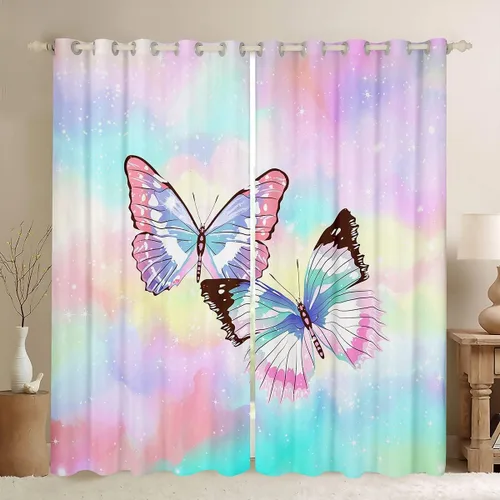 Miniatura 45 de Manfei Cortinas opacas negras de panal de abeja con luces de neón azul real, tratamientos de ventana con estampado geométrico hexagonal, decoración