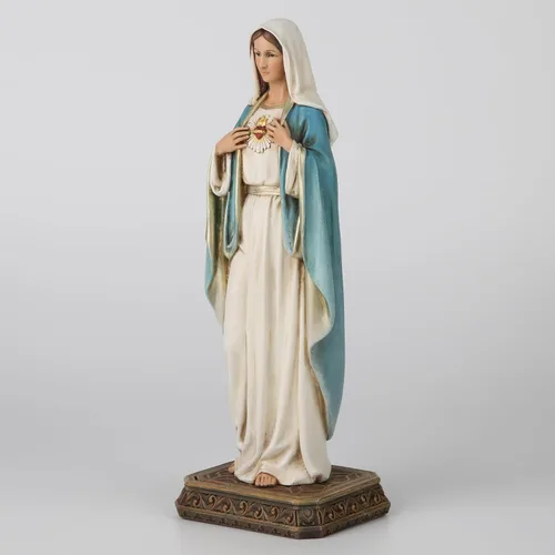 Miniatura 5 de Estatua de María de corazón inmaculado católico de BC, 10 pulgadas de alto, figura de la Virgen María para altar, santa madre con soporte