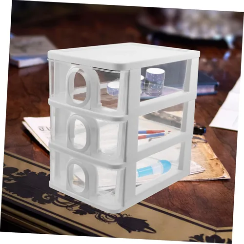 Miniatura 2 de PRETYZOOM Organizador de cajones de escritorio Caja de almacenamiento de escritorio de 3 capas, organizador de maquillaje, papelería de escritorio