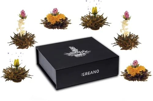 Miniatura 9 de Creano Juego de 6 flores de té verde en elegante caja magnética con relieve plateado