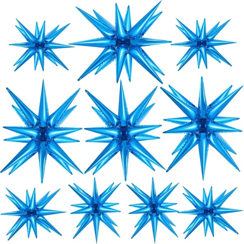 Miniatura 16 de 10 unidades de globos de estrella roja explosión globos de estrella fulgurante globos de cono de papel de aluminio mágicos para decoraciones
