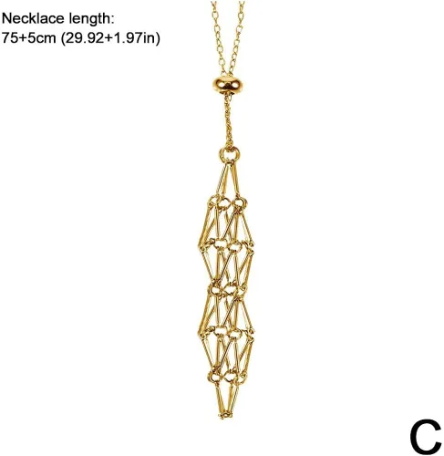 Miniatura 2 de Collar con soporte de piedra de cristal, Collar de jaula de cristal ajustable, Collar de red de metal ajustable, Collar colgante de malla de cadena