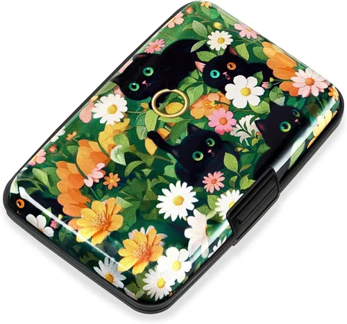 Miniatura 41 de Mayski Soporte para tarjetas de crédito, bloqueo RFID, funda rígida de aleación de aluminio, pequeña cartera de metal para mujeres y hombres
