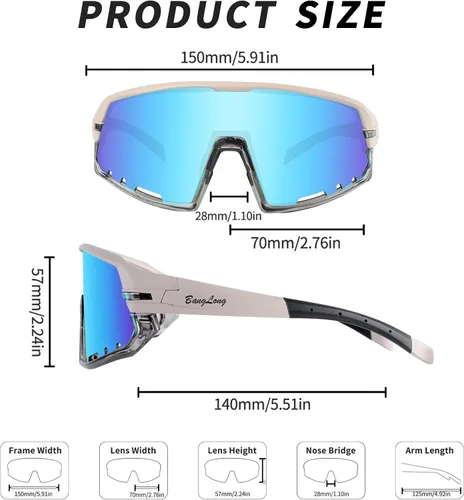 Miniatura 7 de BangLong Gafas de sol deportivas para ciclismo, protección UV400, para pesca, conducción, correr, béisbol, para hombres y mujeres