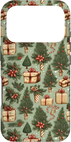 Miniatura 30 de Vintage Christmas Theme Holiday Trees, Presents, Teal, Bows Case for iPhone 17