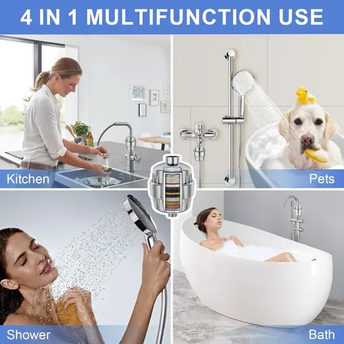 Miniatura 8 de 4 paquetes de cartuchos de repuesto para filtro de ducha universal de 30 etapas - Quita cloro, metales pesados, hierro, sedimentos - Cartucho
