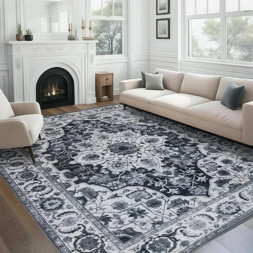 Miniatura 29 de WILLSUN Alfombras lavables de área, alfombras grandes antideslizantes de 5 x 7 pulgadas estilo bohemio para sala de estar, dormitorio, alfombra