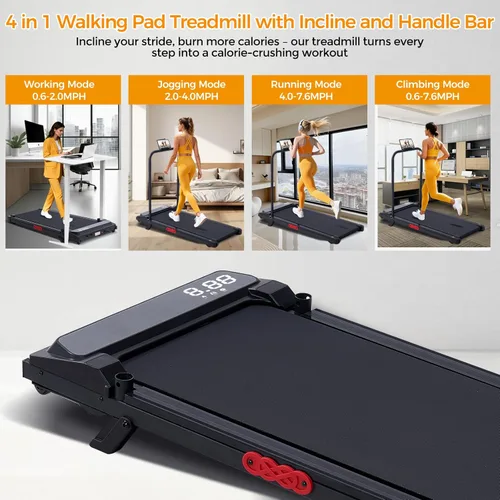 Miniatura 9 de KASSADIN Walking Pad with Handle Bar, 2026 Upgrade Portable Small Treadmill with Handles for Home Small, 3.0HP Under Desk Walking Pad Treadmill with