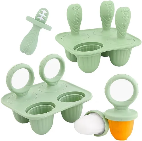 Miniatura 12 de Moldes de silicona para paletas, mini moldes para paletas de leche materna con palitos, máquina de paletas para morder leche materna congelada
