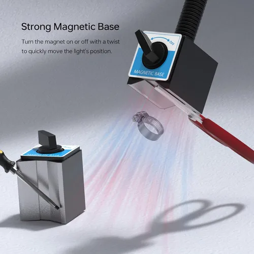 Miniatura 5 de Luz de trabajo magnética LED, lámpara de trabajo de cuello de cisne flexible de 1420 lúmenes de 20 pulgadas con base magnética fuerte para máquinas