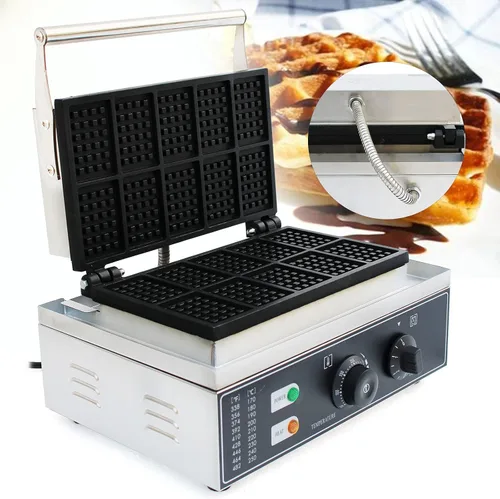 Miniatura 4 de Máquina eléctrica de gofres comercial de 10 piezas, temperatura de 110 V, 122-572 ℉, horneador de gofres belga antiadherente para restaurante y uso