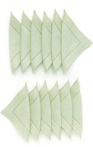 Miniatura 20 de Solino Home Servilletas de cóctel de lino con vainica de 6 x 6 pulgadas, 100 % lino puro, color beige, juego de 12 servilletas cuadradas pequeñas