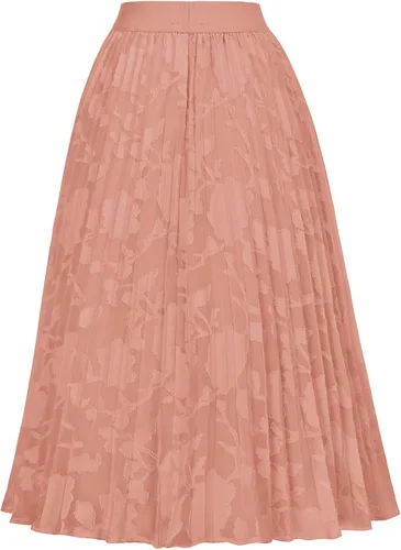 Miniatura 111 de GRACE KARIN - Falda plisada de gasa para mujer, con cintura alta y elástica, vuelo, corte acampanado y longitud por debajo de la rodilla