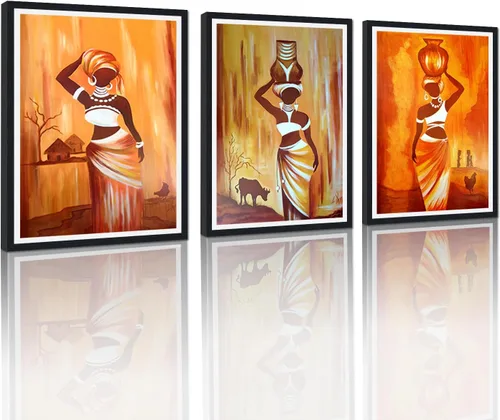 Miniatura 69 de MAMAGO Lienzo decorativo para pared, pintura de belleza dorada y negra, fotos de mujeres africanas, hermosos pósteres de mujer negra, impresiones