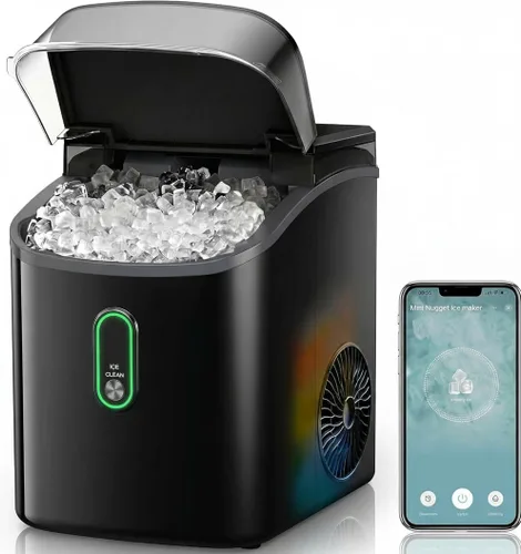 Miniatura 11 de Silonn - máquina de hielo para encimera, máquina de hielo portátil de acero inoxidable con asa de transporte, máquinas de hielo autolimpiables
