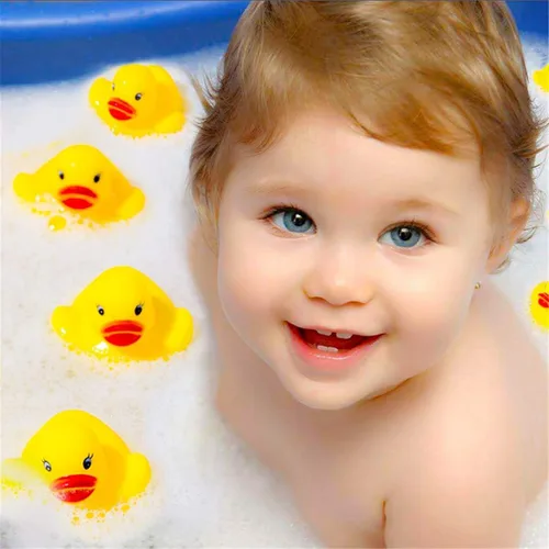 Miniatura 7 de Juego de mini pato de goma amarillo de 12 piezas, flotador y chirriante, mini pato de goma, baño para bebé, ducha con sonido de pato, juguetes