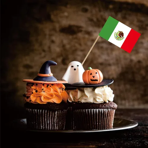 Miniatura 3 de Bandera mexicana de palillos de dientes mexicano MX National Mini Cocktail Fruit Cupcakes Toppers Food Stick Banderas decoraciones, paquete de 100
