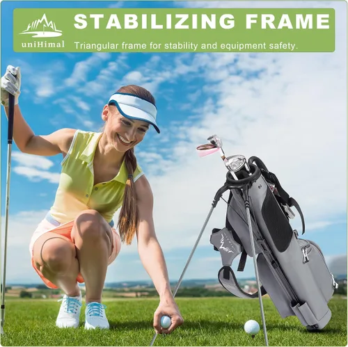 Miniatura 8 de Bolsa de golf ligera con soporte para transportar – Bolsa de golf fácil de llevar y duradera para Pitch n Putt para el campo de práctica, Par 3
