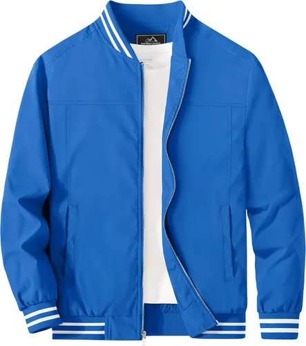 Miniatura 13 de MAGCOMSEN Chaqueta bomber para hombre, ligera, cortavientos, con cremallera, resistente al viento, casual, primavera, otoño, abrigo para golf
