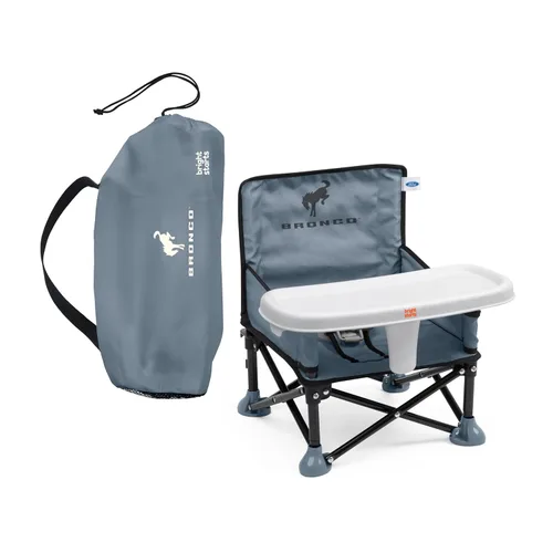 Miniatura 16 de Bright Starts Pop 'N Sit Asiento elevado portátil, para uso en interiores y exteriores, asiento de piso con bandeja de alimentación, gris, de 6