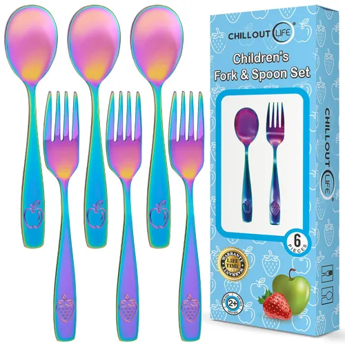 Miniatura 14 de CHILLOUT LIFE Juego de cubiertos para niños de acero inoxidable 12 piezas - Cubiertos seguros para niños y niños pequeños - Juego de utensilios