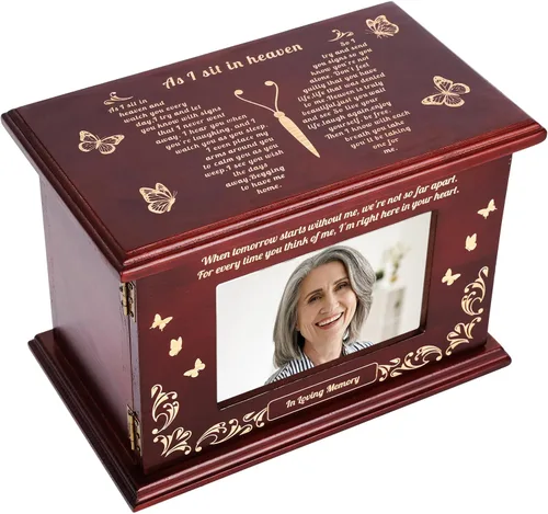Miniatura 8 de Urnas de cremación para cenizas humanas adultas masculinas o femeninas, urnas funerarias para cenizas con marco de fotos, caja de recuerdo de madera