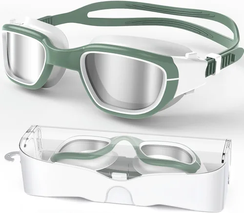 Miniatura 10 de Gafas de natación polarizadas, gafas de natación unisex para adultos, antivaho, anti UV, vista amplia, gafas de piscina para hombres y mujeres