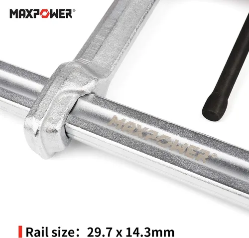 Miniatura 3 de MAXPOWER Abrazadera F de riel grueso de 12 pulgadas, garganta de 4-3/4 pulgadas, abrazadera de barra F resistente para soldadura, riel de 29,7 x