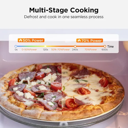 Miniatura 7 de Horno microondas compacto de 0.7 pies cúbicos, 700 W, 11 niveles de potencia, 6 preajustes, bloqueo de seguridad para niños, pantalla LED, puerta