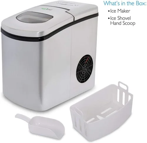 Miniatura 4 de NutriChef Máquina digital para hacer hielo portátil mejorada, encimera eléctrica resistente de acero inoxidable resistente a las manchas