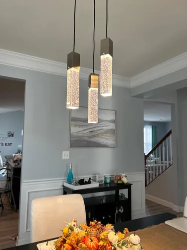 Miniatura 5 de Mini Lámpara Colgante de Cristal Integrada para Isla de Cocina, Moderna y Concisa, Accesorio de Luz de Techo Colgante, para Isla de Cocina, Comedor