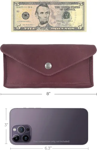 Miniatura 12 de Hide & Drink, Cartera grande de cuero para mujer, organizador de dinero, billetes planos, bolsa, estuche, elegante, hecho a mano, Bourbon Marrón
