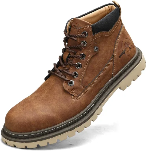 Miniatura 13 de Shaire Botas Chukka de cuero para hombre Botines con cordones para hombre Botas cómodas casuales