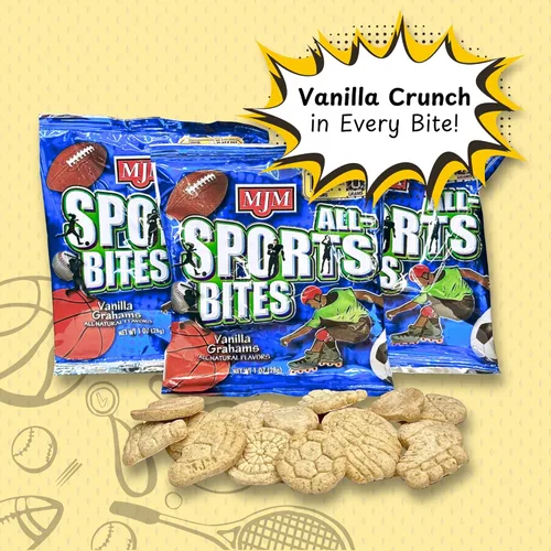 Miniatura 4 de MJM All-Sports Bites Vanillas Grahams - Caja de 150 paquetes Snack para estilos de vida activos Sabor a vainilla saludable Conveniente y sobre