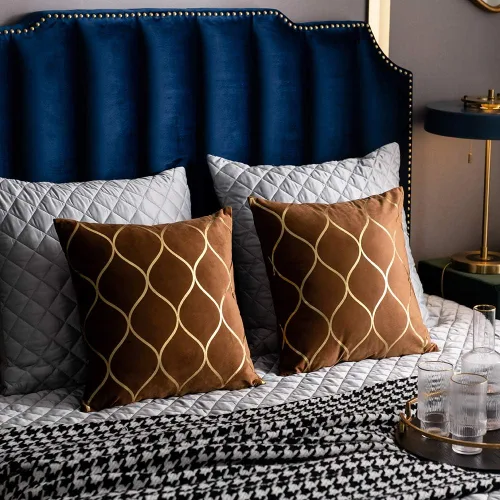 Miniatura 5 de DEZENE Fundas de almohada de terciopelo dorado de 16 x 16 pulgadas: paquete de 2 fundas de almohada cuadradas decorativas para dormitorio, sofá