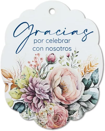 Summer-Ray - 50 etiquetas de regalo de boda españolas con temática floral (blanco)