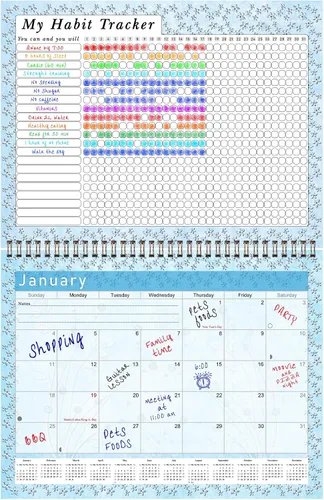 Miniatura 2 de Calendario mensual 2026 de escritorio/pared, rastreador de hábitos, diario, semanal y mensual, diario motivacional de seguimiento de hábitos