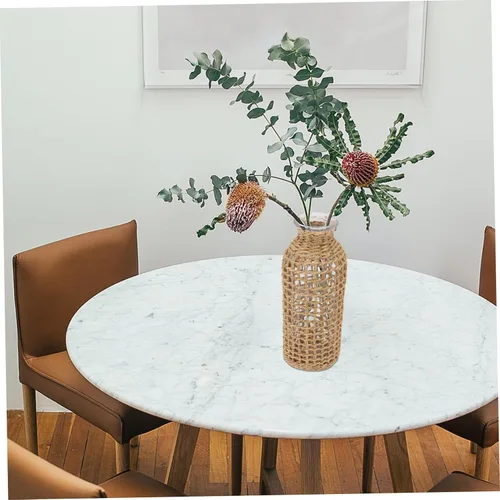 Miniatura 8 de Hemoton Jarrón de flores de hierba marina, jarrón de cristal, cesta de mimbre rústica, centros de mesa de flores para el hogar, sala de estar