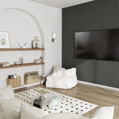 Miniatura 7 de Casaphoria Paneles de pared acústicos, 2 piezas de 47.2 x 23.6 pulgadas, paneles de pared de listones de madera para oficina en casa y paredes Roble
