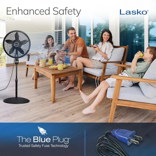 Miniatura 14 de Ventilador con 3 velocidades Lasko 18 pulgadas eficiente de la energía Swirling Cyclone Grill Pedestal control remoto incluido gratis
