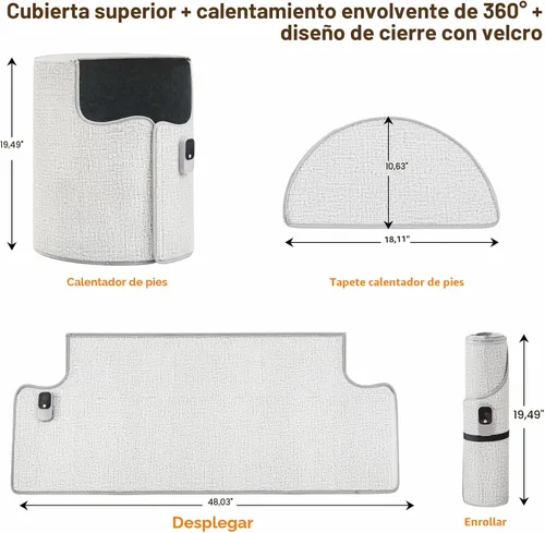 Miniatura 6 de Calentador bajo el escritorio y calentador de espacio para uso interior, calentador de piernas y pies para oficina en casa, silencioso, pequeño