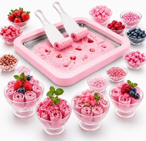 Miniatura 9 de Máquina para hacer helados, máquina para hacer helados en casa, sin lácteos y congelado, máquina de helado de encimera sin electricidad con pala