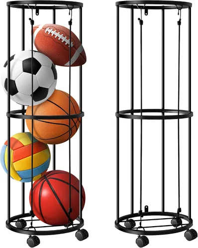 RunNico Bastidores verticales columnares de bolas - Soporte de baloncesto rodante de 40 x 13.2 pulgadas, soporte de pared para almacenamiento de