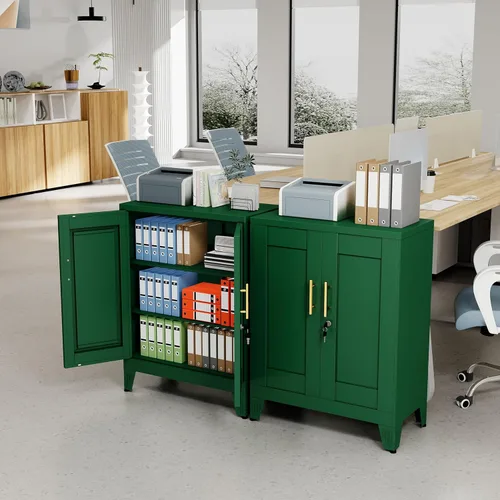 Miniatura 15 de Gabinete de Almacenamiento de Metal Negro, Gabinete de Almacenamiento Alto de 36" con Cerradura y 2 Estantes Ajustables, Organizador de Casillero