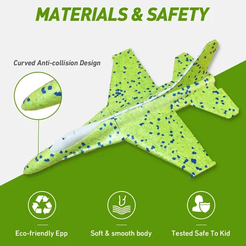 Miniatura 6 de Paquete de 3 juguetes lanzadores de aviones, espuma LED de 13.2 pulgadas 2025 caza F-15 Eagle y avión planeador catapulta para niños, juguetes