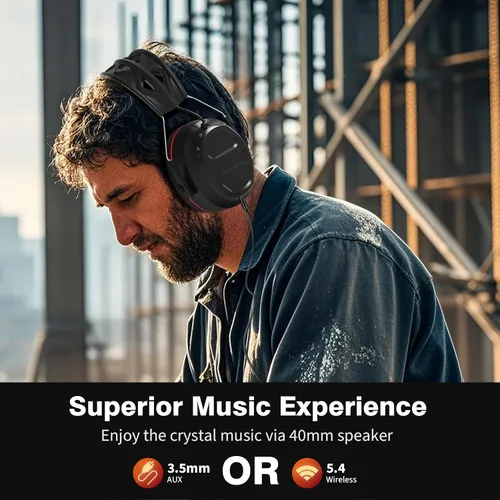 Miniatura 6 de Auriculares de gel de protección auditiva Bluetooth 5.4 con batería recargable de 1200 mAh, tiempo de trabajo de 120 horas, SNR de 30 dB, orejeras