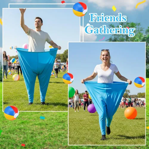 Miniatura 6 de Juego de 12 pantalones de abuela para patio – Juego gigante de fiesta al aire libre con 2 pantalones grandes, 8 bolas inflables y 2 bombas